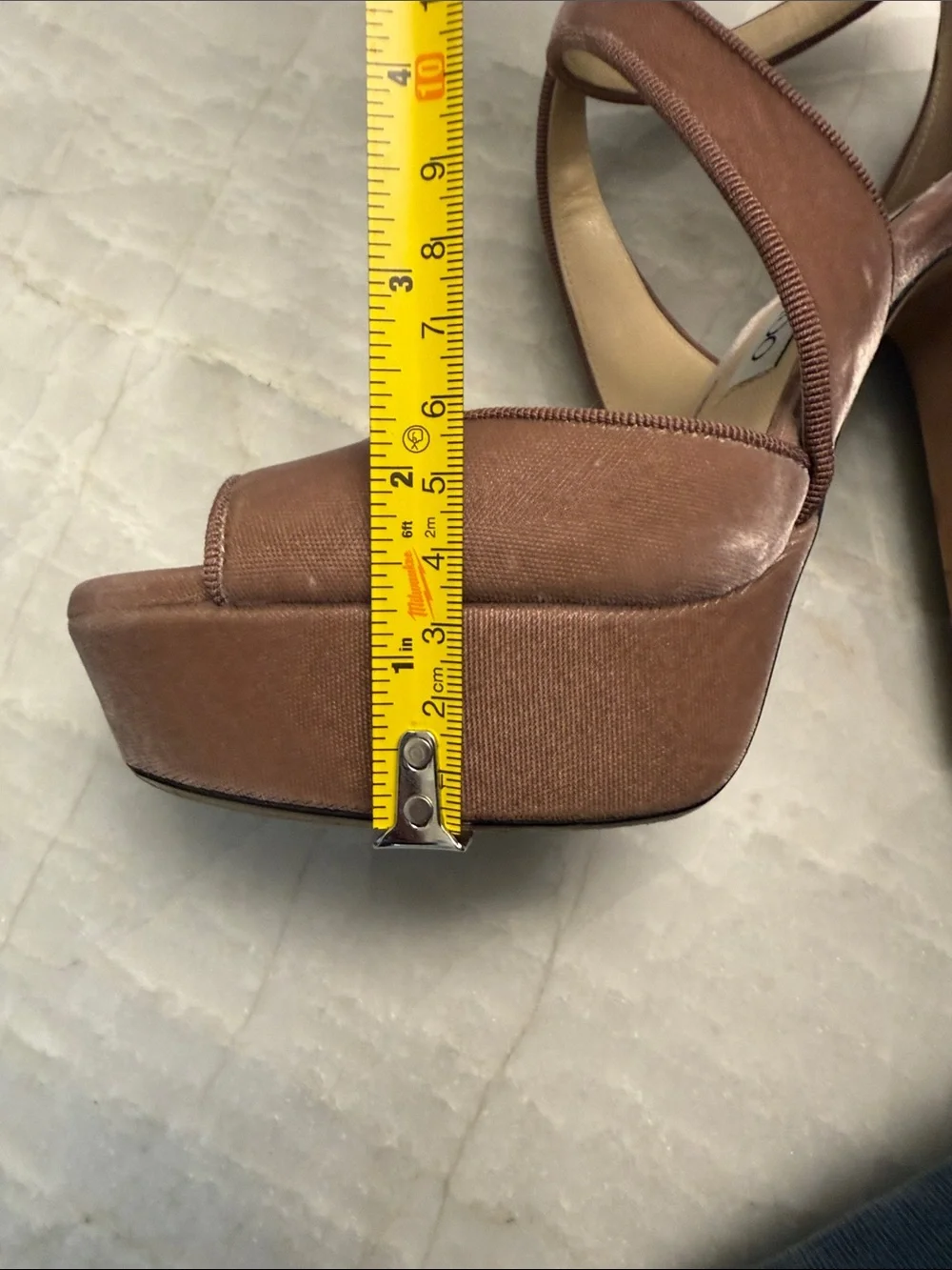Jimmy Choo April Cross Mauve Pink Velvet Platform Sandal